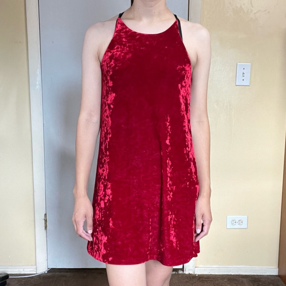 love...ady Red Crushed Velvet Mini Dress Size Small